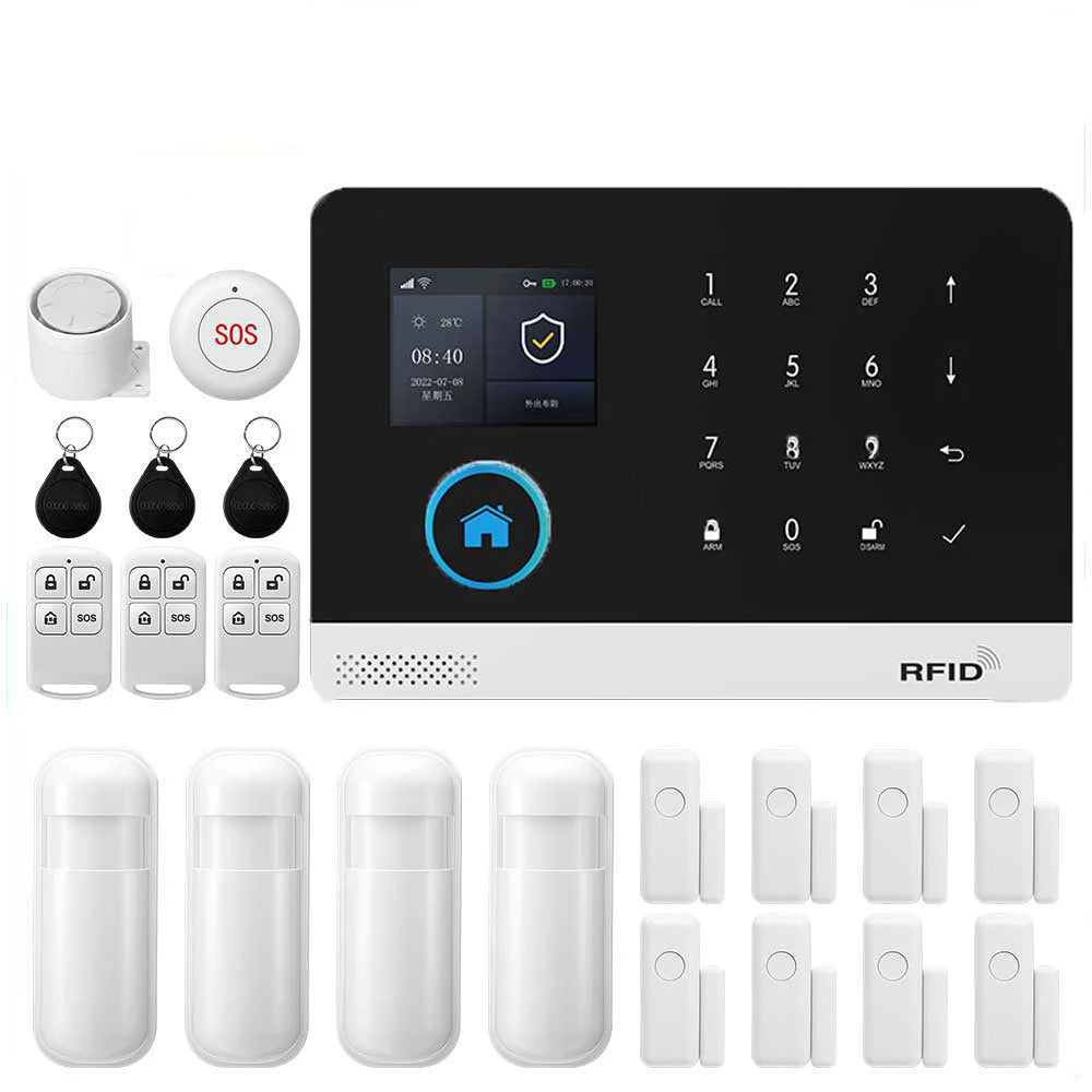 Sistema di Allarme PGST per Casa, Allarme di Sicurezza WIFI Antifurto con Sensore di Movimento per Porte, Compatibile con Tuya e Alexa