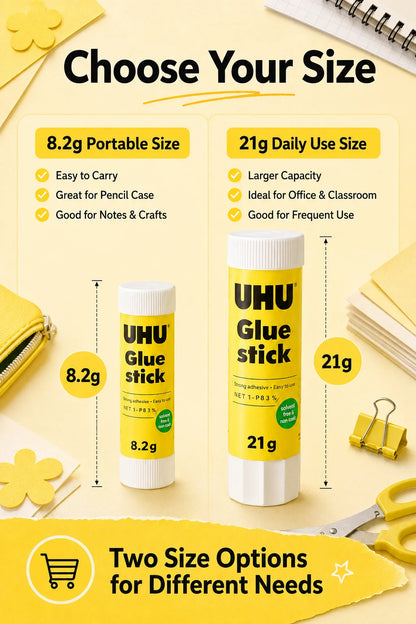 Colla stick UHU 8.2g 21g, colla solida forte, senza disordine, per scuola, ufficio, artigianato, carta.