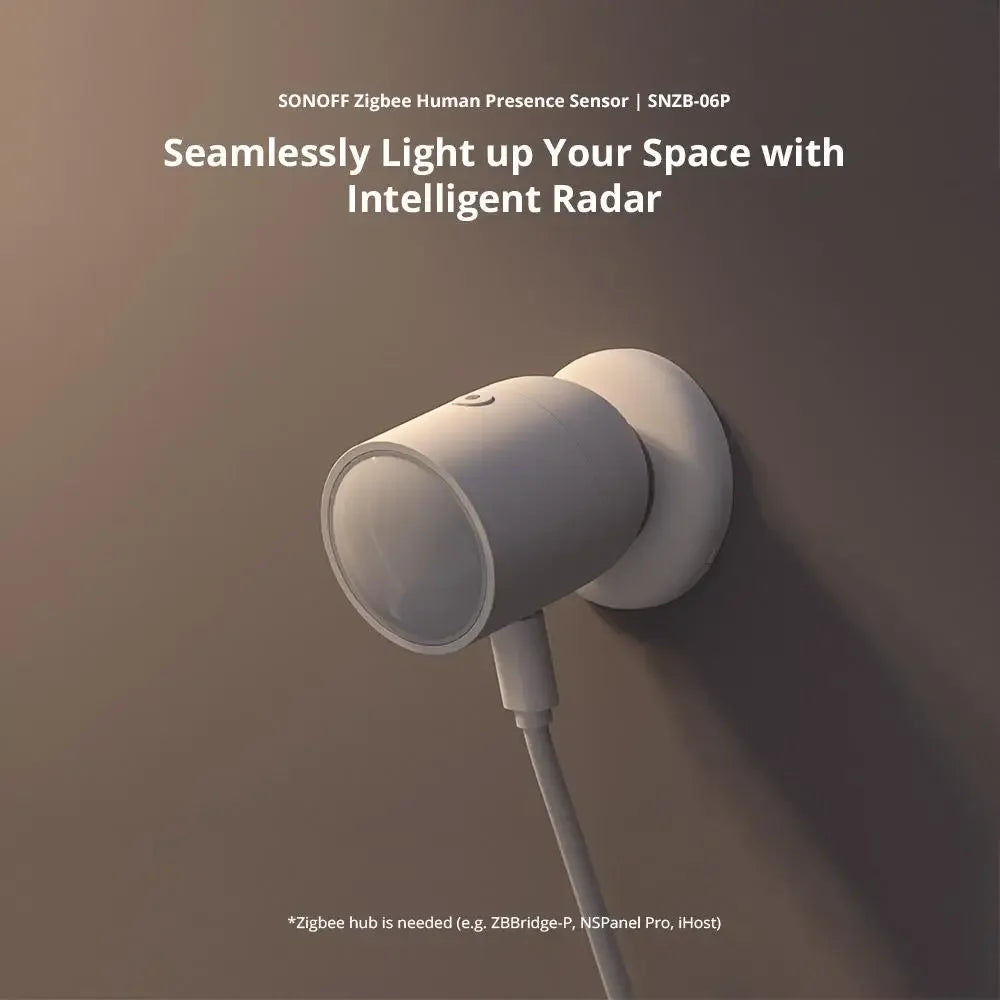SONOFF SNZB 06P Zigbee Sensore di presenza umana Rilevatore di SNZB-06P Rilevamento della luce di movimento Automazione domestica intelligente Funziona con Alexa Google