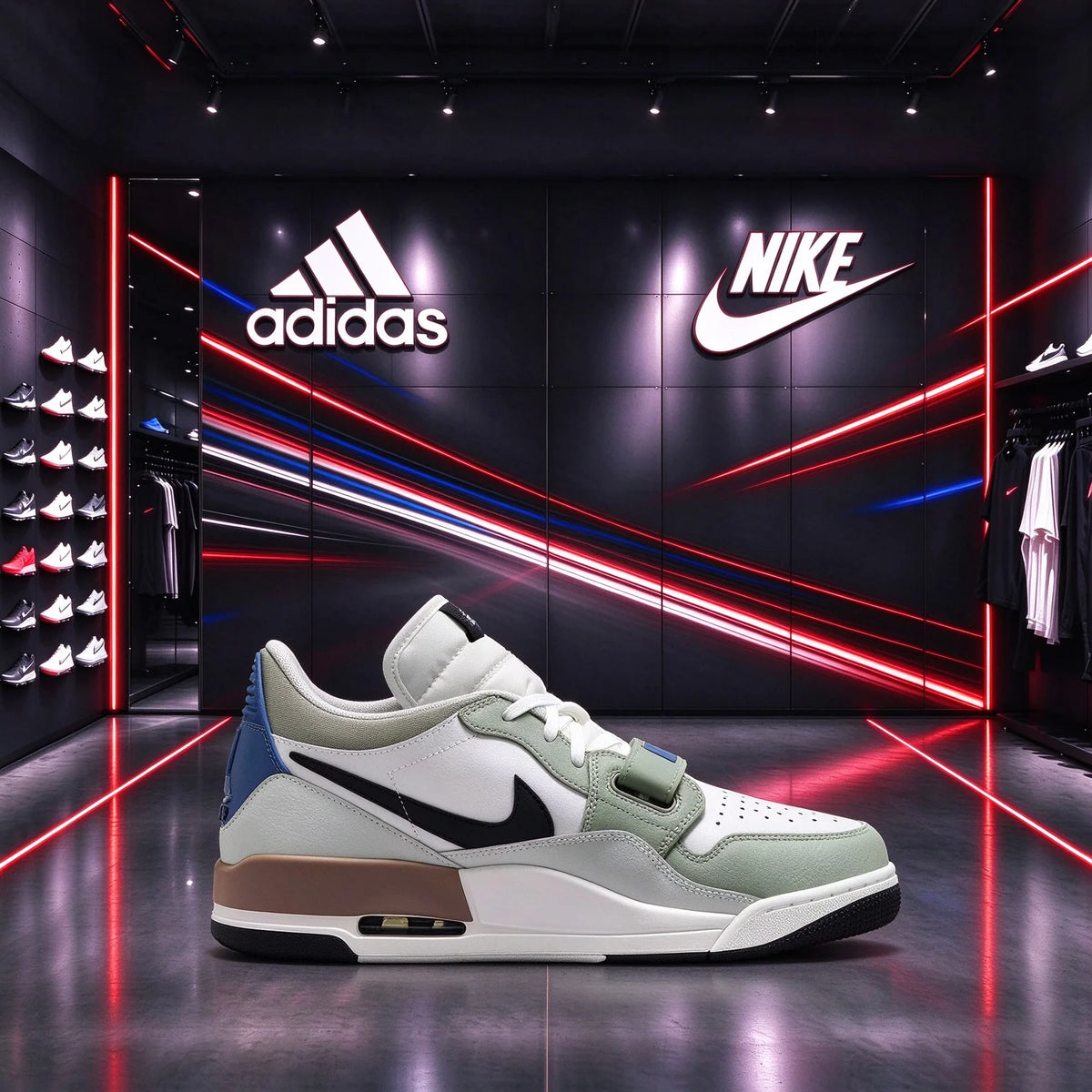Sneakers Nike 3-in-1 in patchwork multicolore, modello retrò, bianche/grigie/verdi, con chiusura a velcro, scarpe casual alla moda HV5970-101