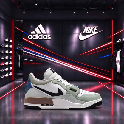 Sneakers Nike 3-in-1 in patchwork multicolore, modello retrò, bianche/grigie/verdi, con chiusura a velcro, scarpe casual alla moda HV5970-101