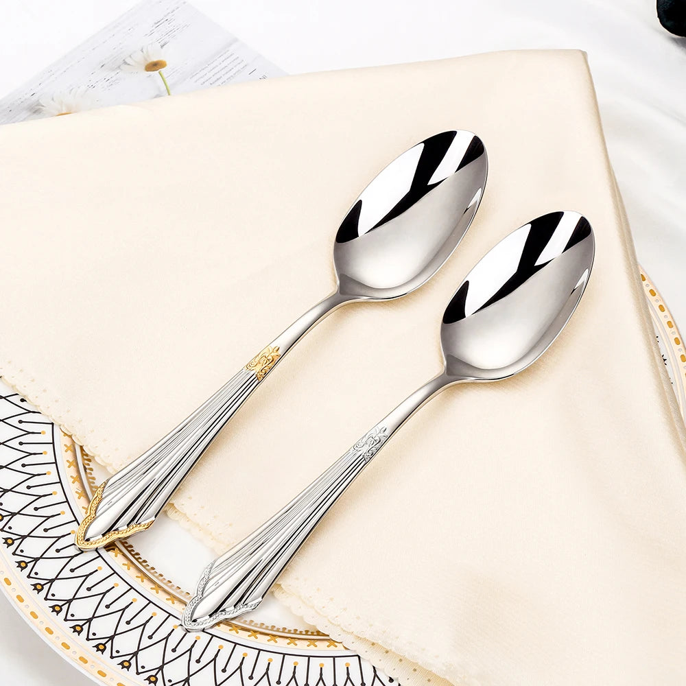 Set di 6 cucchiai da tavola da 6 cucchiai da zuppa in acciaio inossidabile Set di cucchiai da zuppa Royal 6 pezzi per cucina/casa/ristorante