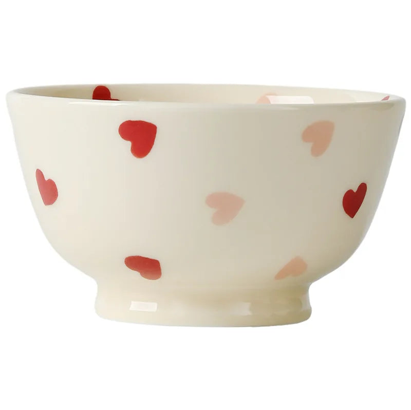 Set di stoviglie in ceramica a forma di cuore, piatto piano, insalatiera di riso, tazza da caffè, amore giapponese, regalo caldo per San Valentino