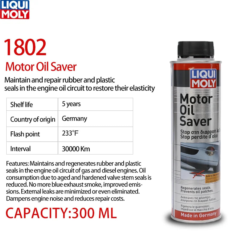 Additivo Liqui Moly per il risparmio dell'olio motore, anti-perdita, riduttore del consumo di olio, ripristina le tenute per il motore dell'auto