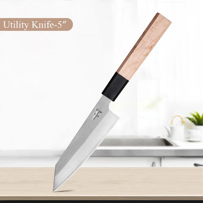 Set di coltelli da cucina in stile giapponese da 1 o 5 pezzi, coltello da chef in acciaio inossidabile composito a 3 strati, Nakiri Santoku, utensili da cucina multiuso
