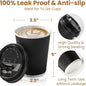 Tazze da caffè usa e getta nere da 12 OZ con coperchi Tazze ondulate a tripla parete per andare a caldo Bicchieri di carta isolati per bevande calde Home Office