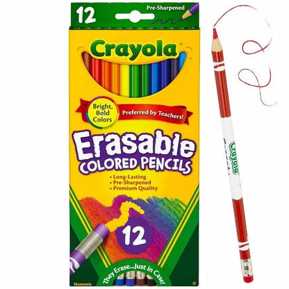 Matite Colorate Cancellabili Crayola, Pre-Affilate, Colori Vivaci, con Gomma, per Bambini e Forniture Artistiche Scolastiche