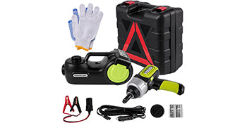 SucceBuy 5T 12V Kit cric per auto elettrica + avvitatore a percussione Luce a LED Martinetto idraulico portatile 13,5-36 CM Strumento di riparazione auto per sollevamento pneumatici