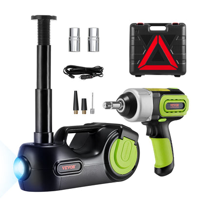 SucceBuy 5T 12V Kit cric per auto elettrica + avvitatore a percussione Luce a LED Martinetto idraulico portatile 13,5-36 CM Strumento di riparazione auto per sollevamento pneumatici