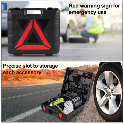 SucceBuy 5T 12V Kit cric per auto elettrica + avvitatore a percussione Luce a LED Martinetto idraulico portatile 13,5-36 CM Strumento di riparazione auto per sollevamento pneumatici