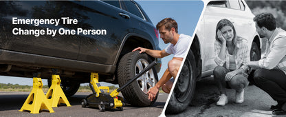 SucceBuy Cric Idraulico a Basso Profilo 1.5/2T in Acciaio con Supporti, Sollevatore Idraulico per Auto e SUV Compatti