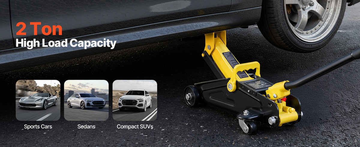 SucceBuy Cric Idraulico a Basso Profilo 1.5/2T in Acciaio con Supporti, Sollevatore Idraulico per Auto e SUV Compatti