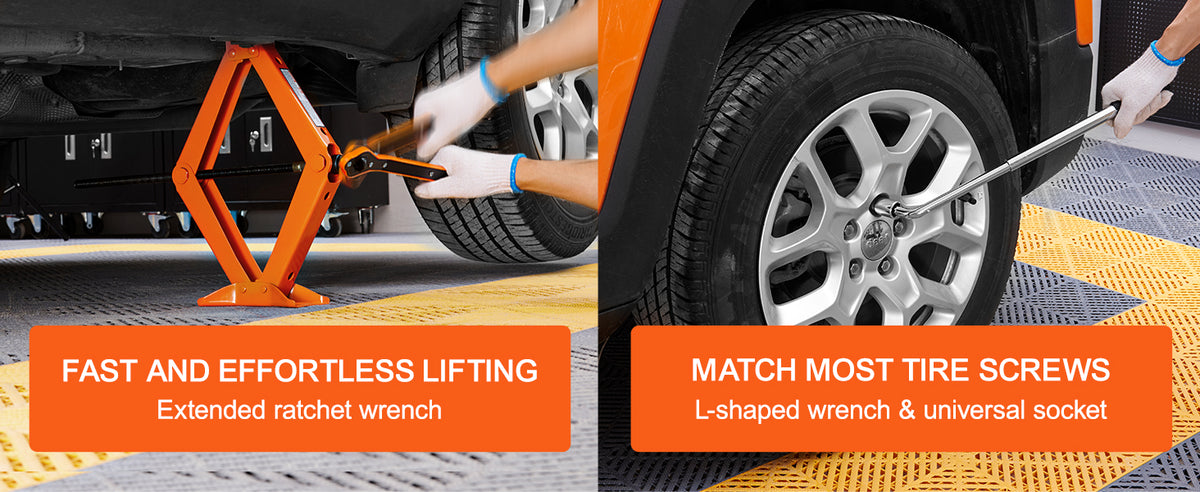 SucceBuy Scissor Jack 2.5 Ton Scissor Car Jack 3.7 "-17.1" Gamma di sollevamento Scissor Lift Jack Portatile Pneumatico per Auto Camion SUV