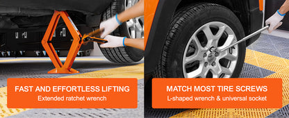SucceBuy Scissor Jack 2.5 Ton Scissor Car Jack 3.7 "-17.1" Gamma di sollevamento Scissor Lift Jack Portatile Pneumatico per Auto Camion SUV