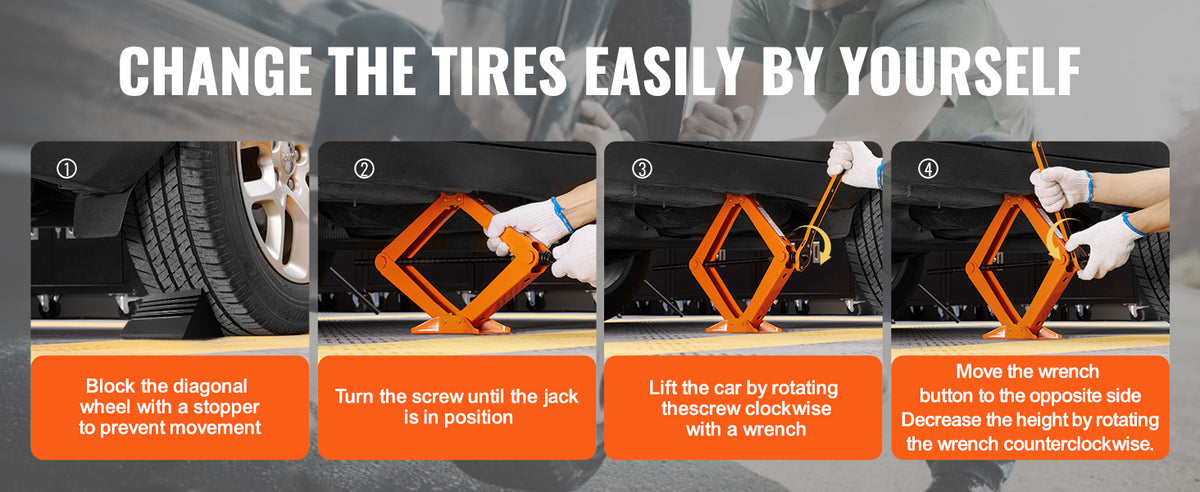 SucceBuy Scissor Jack 2.5 Ton Scissor Car Jack 3.7 "-17.1" Gamma di sollevamento Scissor Lift Jack Portatile Pneumatico per Auto Camion SUV